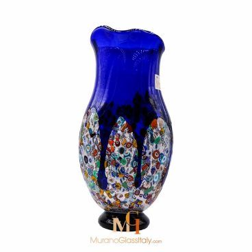 murano glass vase blue