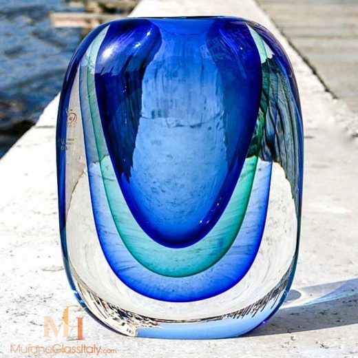 意大利吹制玻璃蓝色花瓶