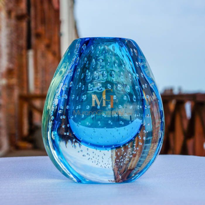 意大利蓝色手工玻璃花瓶