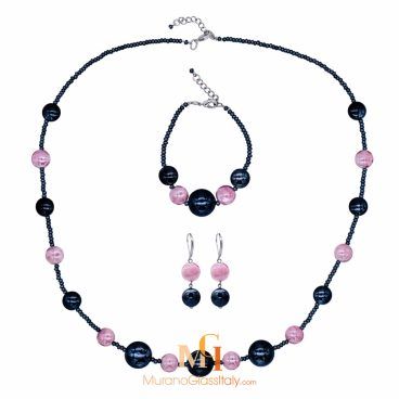 murano glass earrings and necklace set