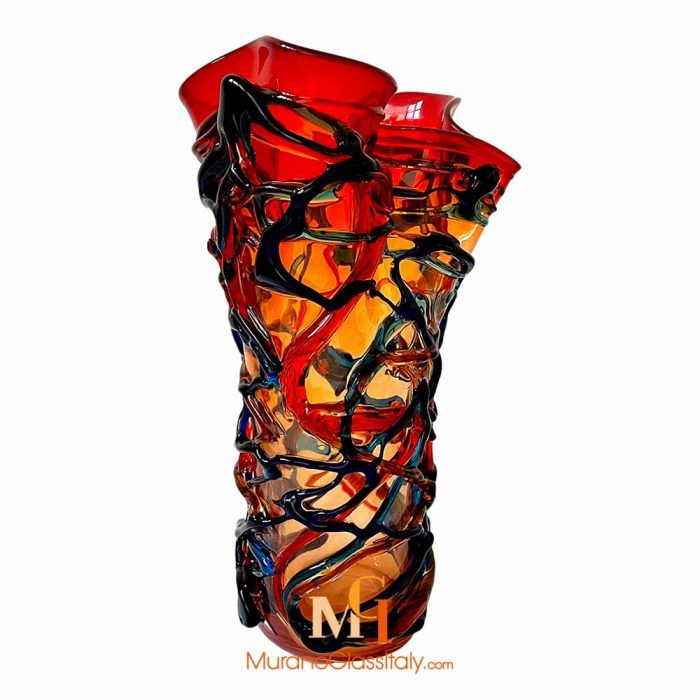 murano multi coloured glass vase